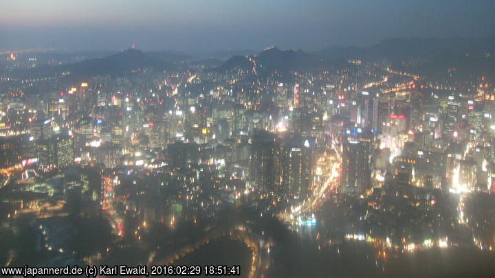 Seoul, Namsan, Blick vom N Seoul Tower bei Nacht
