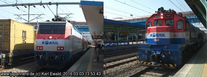Korea: Korail Mugunghwa Züge mit Elektro- und Diesellok
