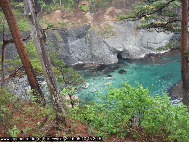 Miyako, Jodogahama: Blick vom Aussichtspunkt Takonohama Tenbodai nach links
