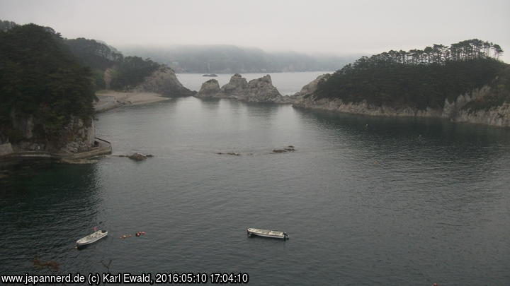 Miyako, Jodogahama: Blick von einem Aussichtspunkt zurück zur Bucht
