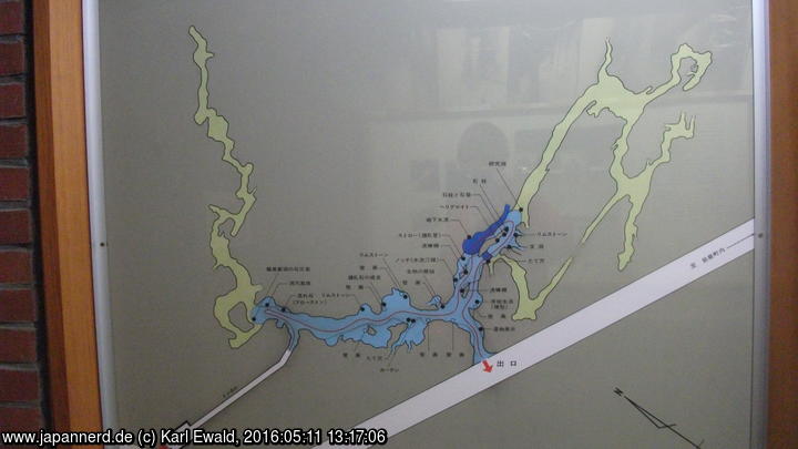Ryusenshindo: Plan der Höhle, blau der zugängliche Teil
