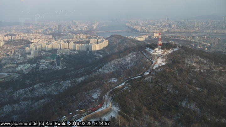 Seoul, Namsan, Blick vom N Seoul Tower nach Südosten
