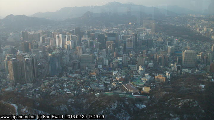 Seoul, Namsan, Blick vom N Seoul Tower nach Norden
