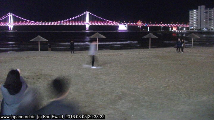 Korea, Busan: Gwangalli Beach bei Nacht
