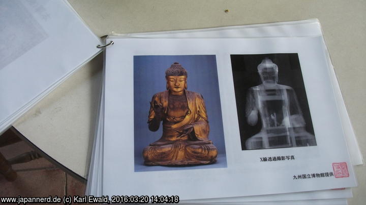 Nagasaki: Shofukuji-Tempel: eine Seite der ausliegenden Dokumentation
