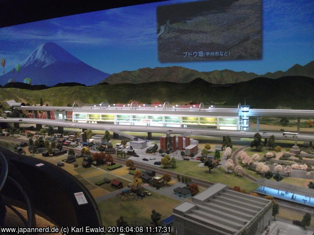 Yamanashi Prefecture Maglev Exhibition Center: Modellbahn-Diorama, Ausschnitt
