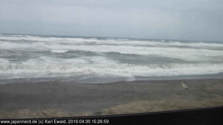 Fahrt von Abashiri nach Shiretoko-Shari: links ist das Meer
